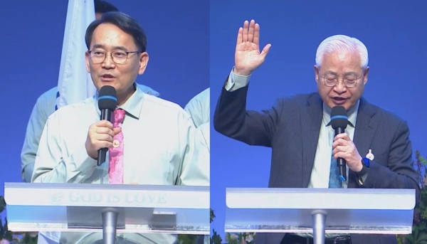 박동찬 목사(왼쪽)가 환영사 및 개회선언을 했고, 정성진 목사(오른쪽)의 축도로 모든 예배가 마무리됐다.