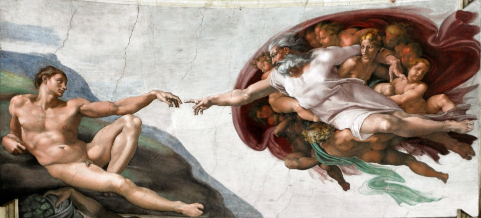 ​미켈란젤로의 “천지창조” 중 ‘아담의 창조’는 인간과 하나님을 반영하는 모습을 보여줌으로써 하나님의 형상에 대한 실제적인 관점을 제시했다.