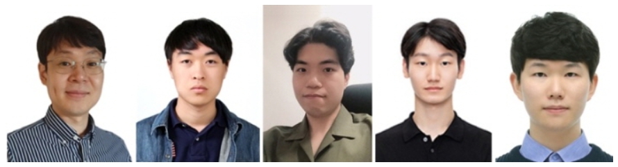(왼쪽부터) 기계공학부 남우철 교수, 드론 연구팀 이준학·이동희·변우현·허수빈 학생